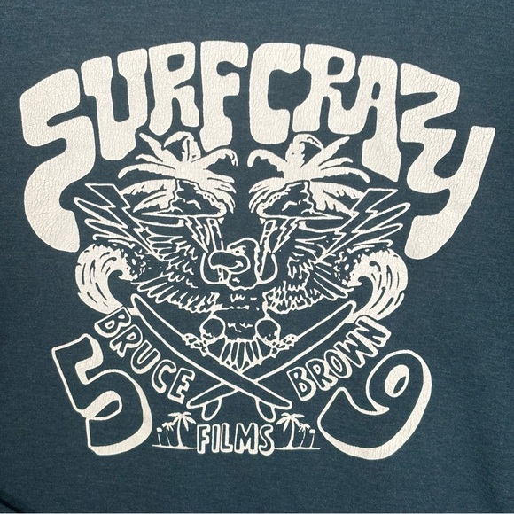 Bruce Brown Surf Crazy Graphic Crew Neck Sweatshirt-Ink Blue-Men Size Medium - Picture 3 of 7
